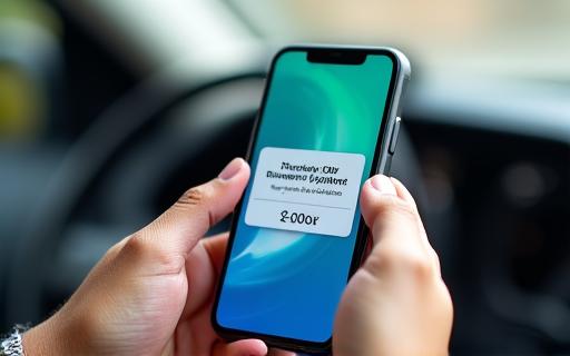 Osoba kupující digitální dálniční známku na mobilním telefonu.
